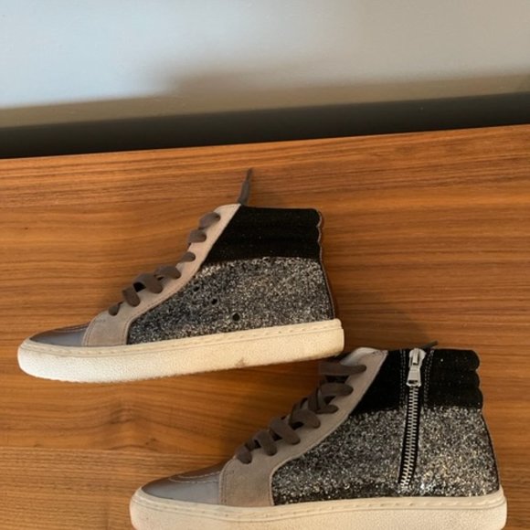 Steve Madden Leather Glitter Hightop Sneakers Size 8 - Picture 8 of 8